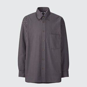 NWT Uniqlo Men's Twill Oversized Shirt Brown Checked Sz M
